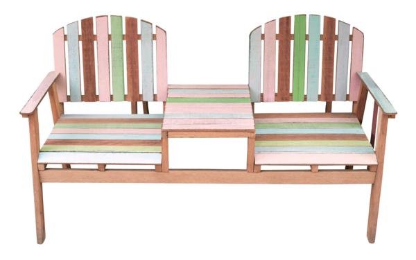 Pink Striped Garden Bench