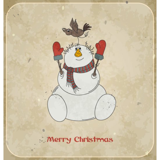 Snowman With Falling Bird Brown